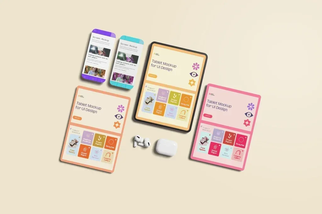 موك أب PSD شاشة التابلت والهاتف