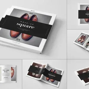 موك أب تصميم مجلة مربع PSD موك أب تصميم مجلة مربع PSD