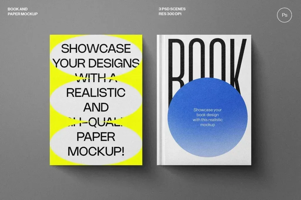 PSD Mockup Book Paper Clean Display