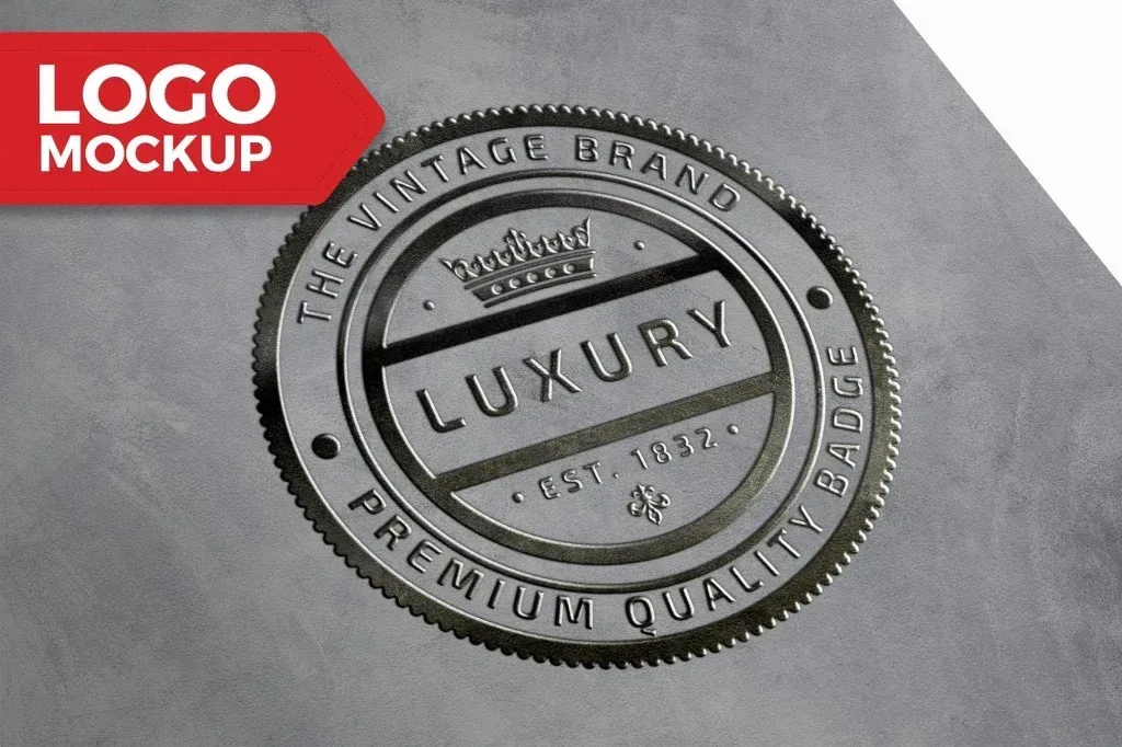 PSD Mockup Grunge Silver Logo Mock-Up