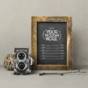Chalkboard Vintage Sign Scene Rustic Mockup PSD Chalkboard Vintage Sign Scene Rustic Mockup PSD