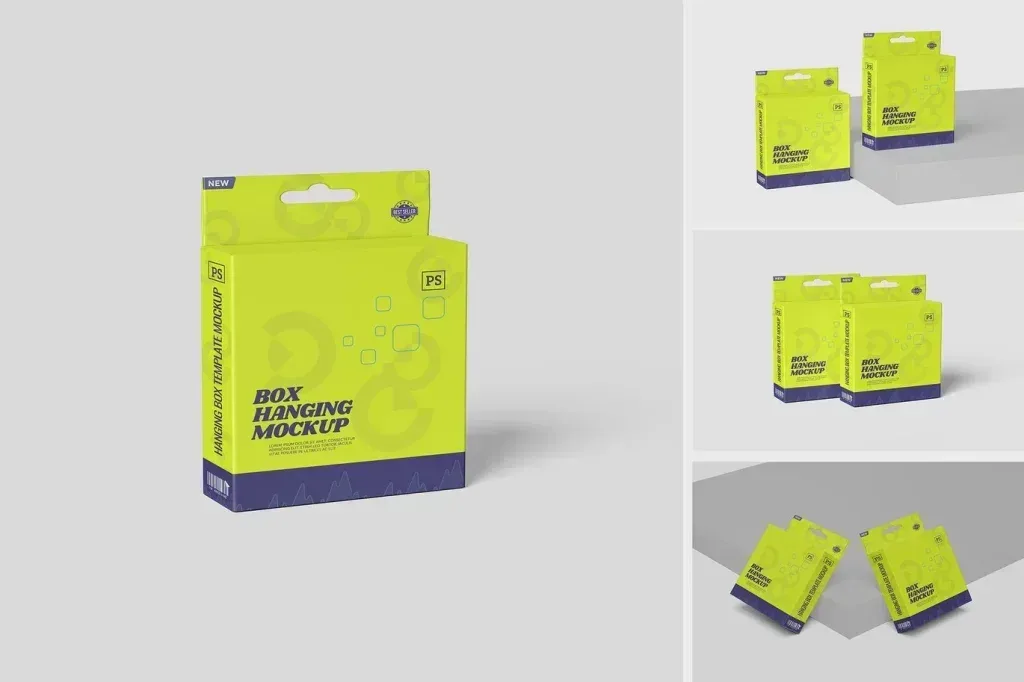 PSD Mockup Hanging Box Packaging