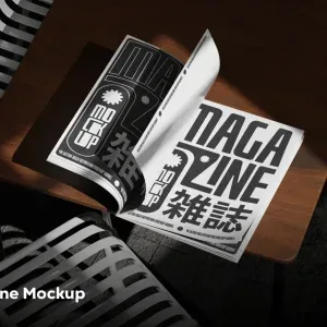 Magazine Urban Industrial Style Mockup PSD Magazine Urban Industrial Style Mockup PSD
