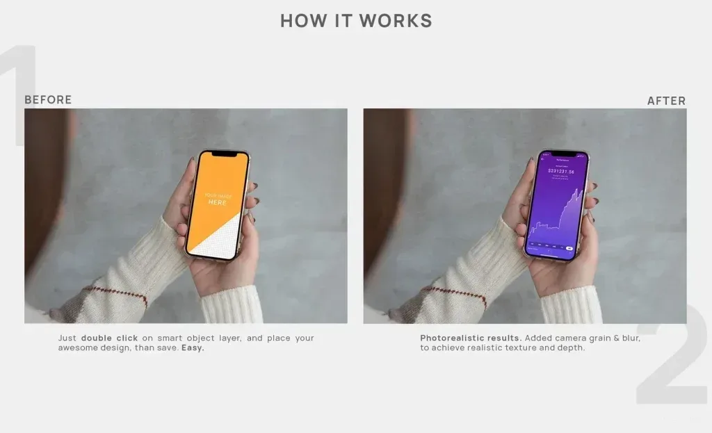 PSD Mockup iPhone 12 Pro, Woman holding iPhone 12 Pro with customizable screen mockup