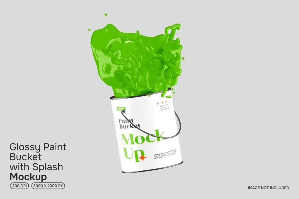 PSD Mockup Glossy Paint Bucket Splash