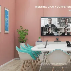 Conference Room Scene Meeting Chat Mockup PSD Conference Room Scene Meeting Chat Mockup PSD