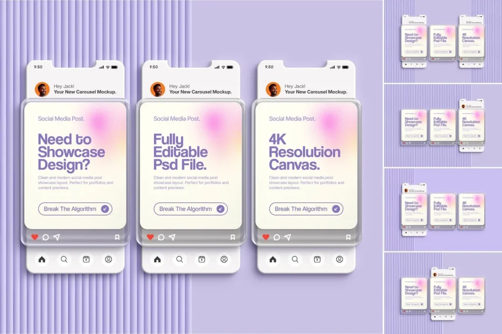 موکاپ PSD پست اینستاگرام شیشه مایع