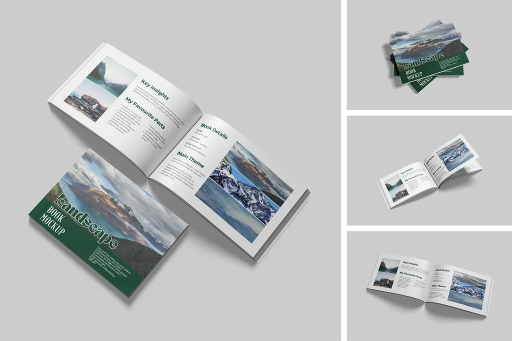 موکاپ PSD کتاب منظره