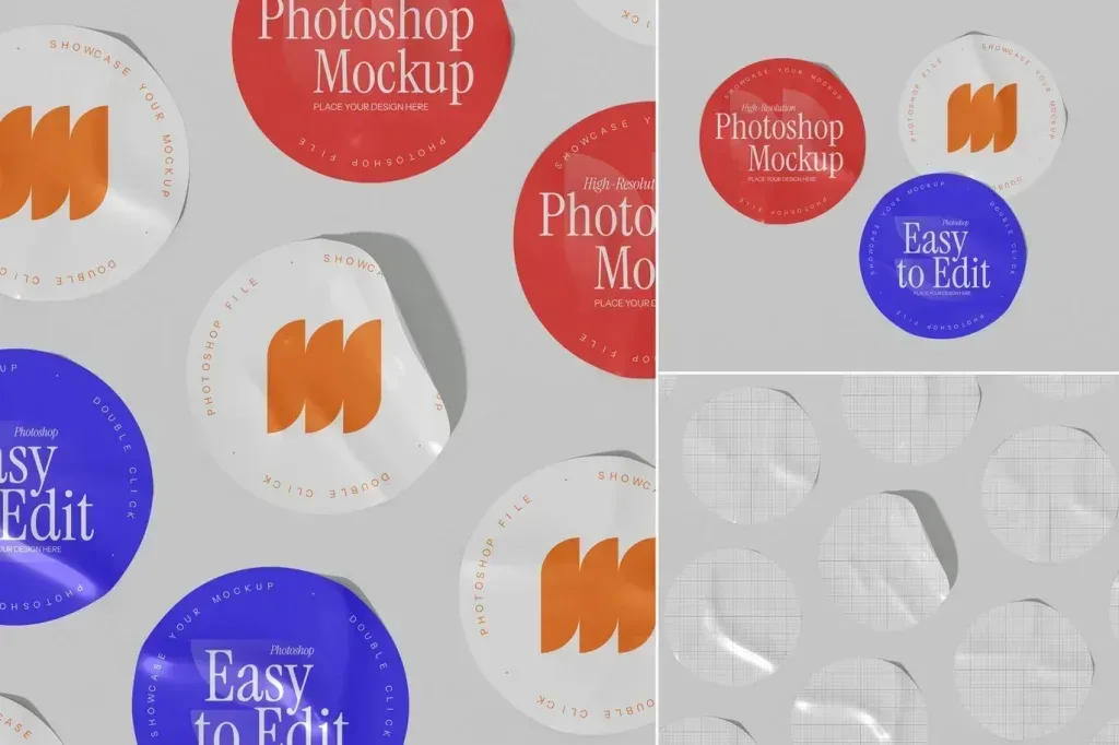 PSD Mockup Circle Sticker