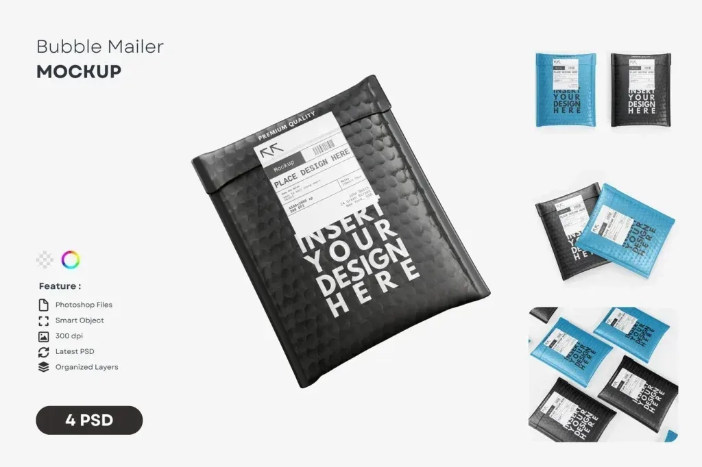PSD Mockup Bubble Mailer Packaging
