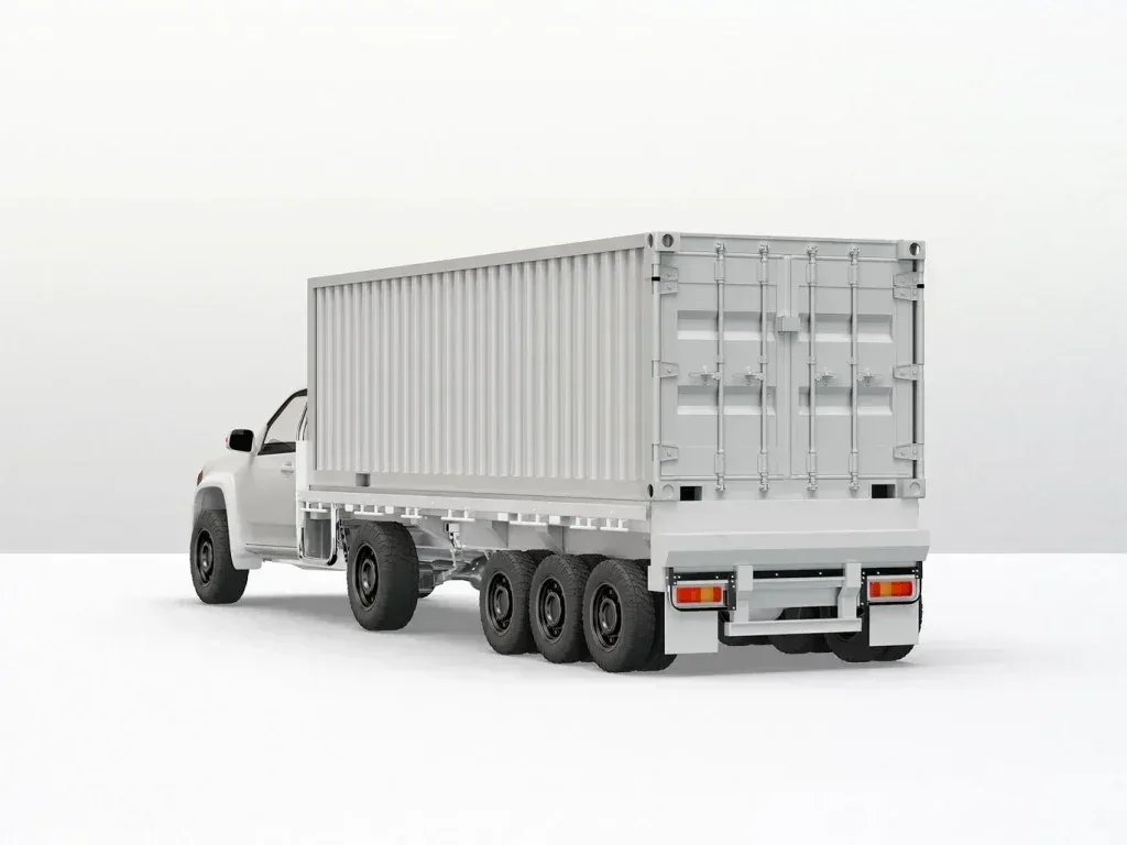 PSD Mockup Cargo Shipping Truck, White cargo shipping truck with container on a plain background