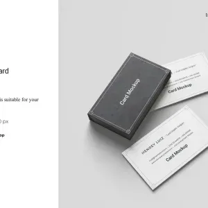 PSD Mockup Luxury Card Design, Luxury card mockup with black box and two white business cards on gray background