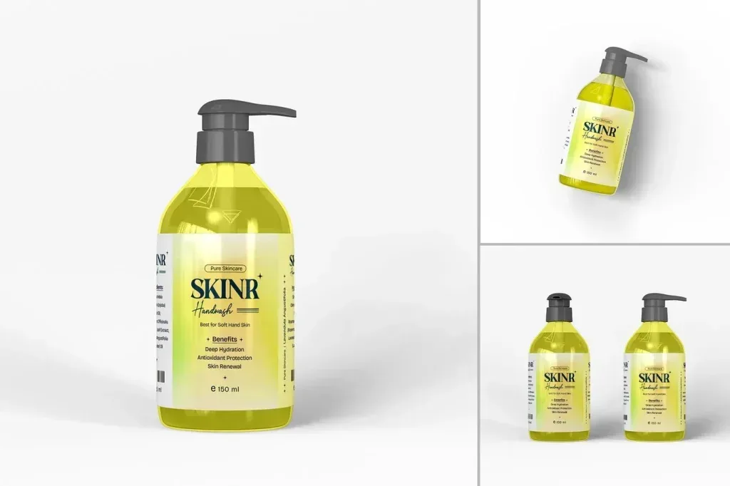 PSD Mockup Soap Dispenser Bottle Set
