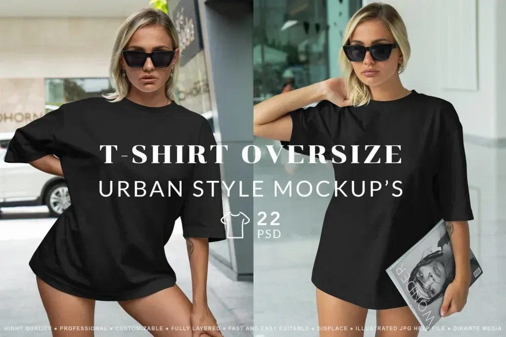 PSD Mockup Oversize Urban TShirt T-Shirt Style