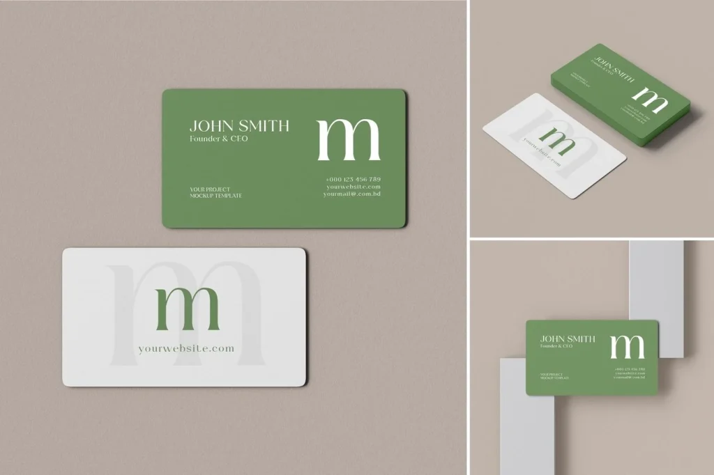 PSD Mockup Vertical Business Card Set