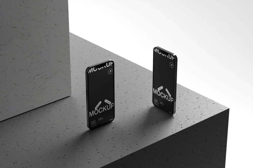 PSD Mockup Modern Dual Smartphone Display