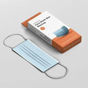 Face Mask Box Hanger Mockup PSD Face Mask Box Hanger Mockup PSD