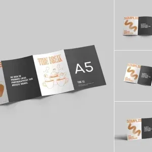موك أب كتيب بأربع طيات PSD موك أب كتيب بأربع طيات PSD