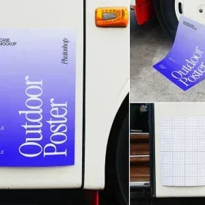 A3 Bus Poster City Ad Paper Realistic Mockup PSD A3 Bus Poster City Ad Paper Realistic Mockup PSD
