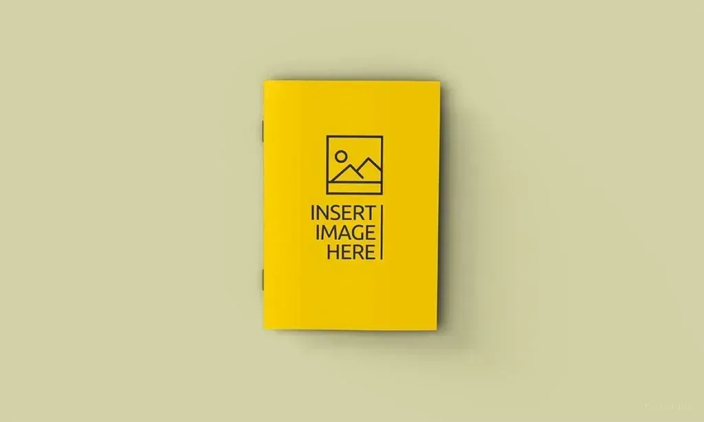 PSD Mockup Catalogue Photorealistic, Yellow closed catalogue mockup with placeholder for image on cover