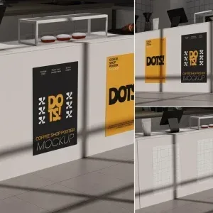 Coffee Shop Poster Mockup PSD Coffee Shop Poster Mockup PSD