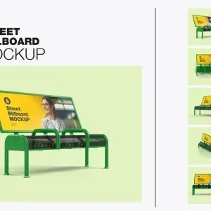 Street Bench Advertising Mockup PSD Street Bench Advertising Mockup PSD