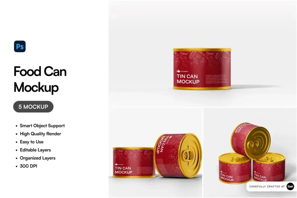 PSD Mockup Food Tin Can Design