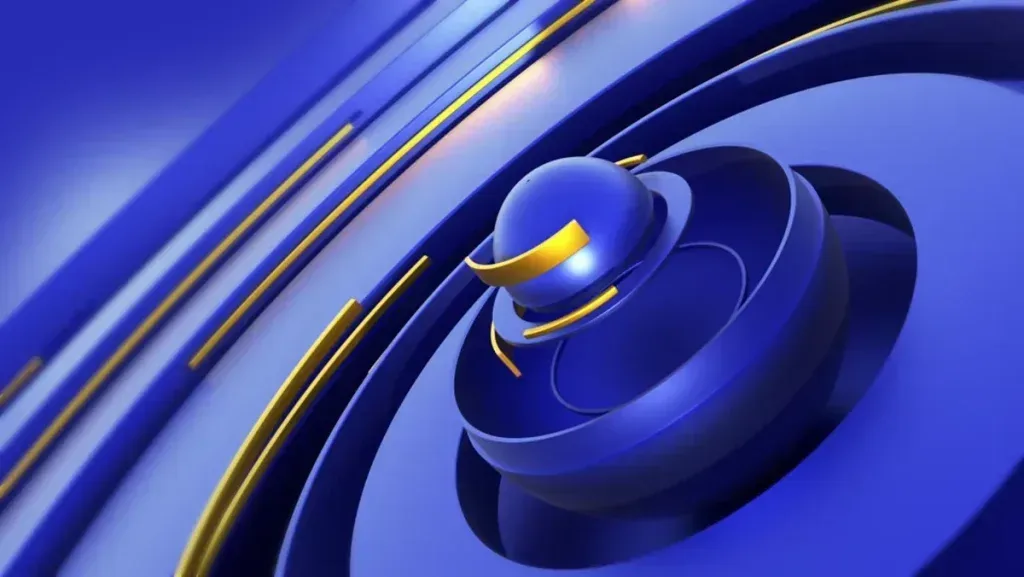Video Footage Dynamic Abstract Blue Sphere and Gold