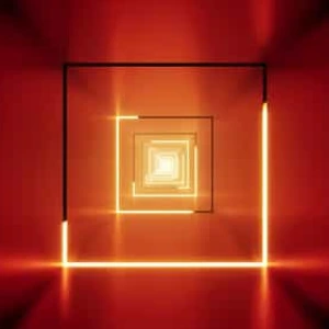Glowing Red Light Square Tunnel Stock Footage Glowing Red Light Square Tunnel Stock Footage