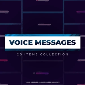After Effects Project Voice Messages Social Media Video, Four animated voice message waveforms with play buttons and user…