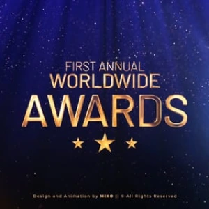 After Effects Project Luxury Awards Show Intro with Golden Text After Effects Project Luxury Awards Show, Golden text reading First Annual Worldwide Awards on dark blue background with…