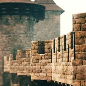 فوتیج دیوارهای قلعه قدیمی در غروب فوتیج دیوارهای قلعه قدیمی در غروب