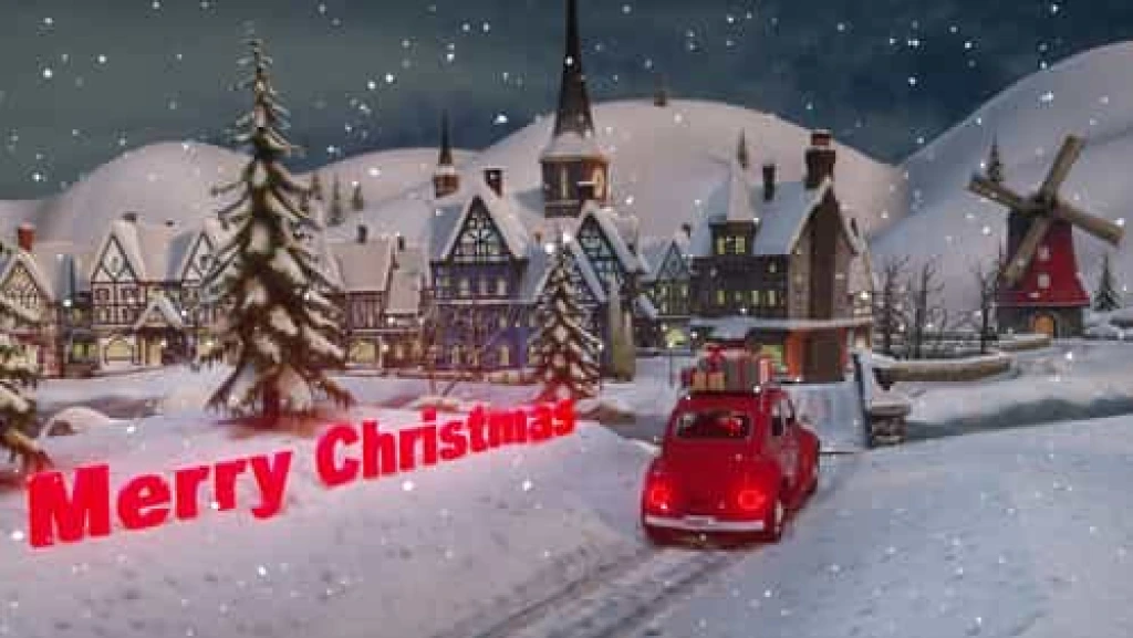 Video Footage Merry Christmas Greeting Card with Snowy