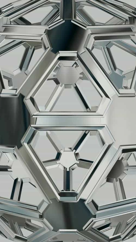 فوتیج چرخش شش ضلعی فلزی هندسی