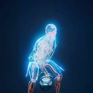 Futuristic Holographic Athlete Lifting Stock Footage Futuristic Holographic Athlete Lifting Stock Footage