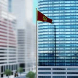 Montenegro Flag City Scene Realistic Stock Footage Montenegro Flag City Scene Realistic Stock Footage