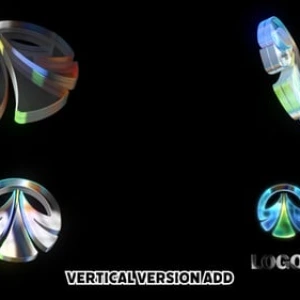 After Effects Project Dynamic Reflective 3D Logo Intro After Effects Project Dynamic Reflective 3D Logo Intro, 3D metallic logo with green reflective highlights on black background