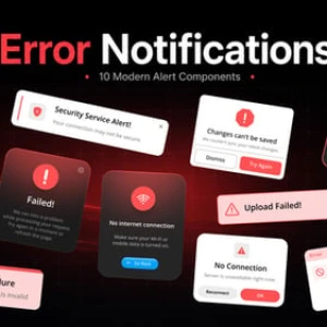 After Effects Project Digital Error System, Digital error notification overlay on crowded city street with illuminated…