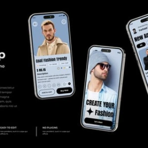 After Effects Project Modern Smartphone App, Modern smartphone displaying fashion app with man wearing sunglasses and beanie