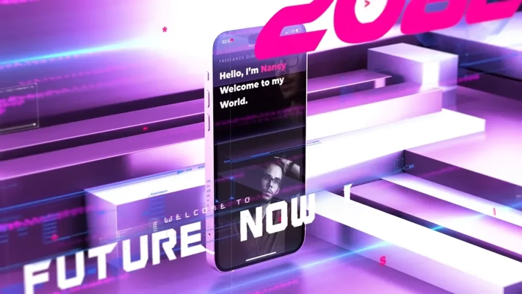 After Effects Project Neon Cyberpunk App Promo