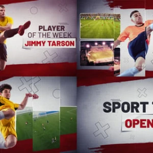 After Effects Project Sports Player Showcase, Soccer player in orange jersey kicking ball with stadium scenes