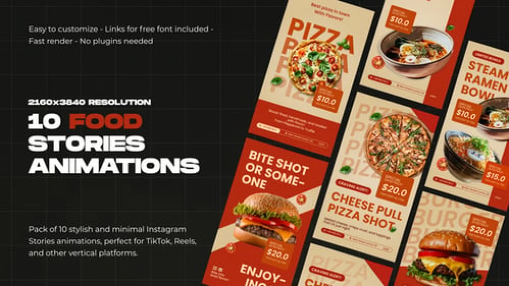 After Effects Project Food Stories for Social Media