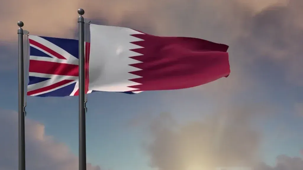 Video Footage UK Qatar Flags Waving United Kingdom