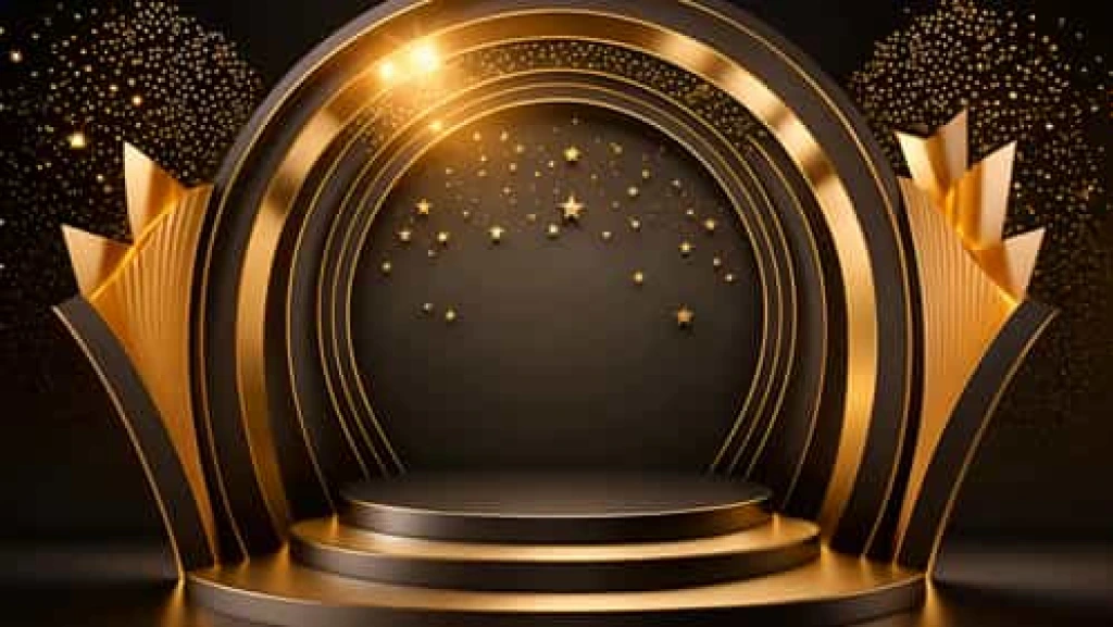Video Footage Elegant Black Gold Awards Stage