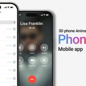 After Effects Project Animated Mobile Call Screen Phone After Effects Project Animated Mobile Call, Mobile phone screen showing incoming call from Robert Lewi with blurred…