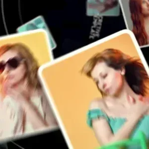 After Effects Project Dynamic Photo Video Carousel, Dynamic rotating carousel of photos and videos with blurred motion effect