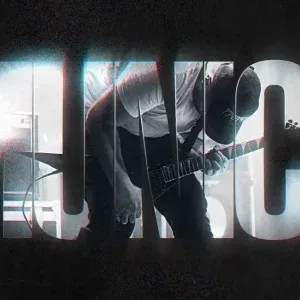 After Effects Project Energetic Glitch Title Intro, Guitar player performing on stage with glitch text effect