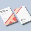 PSD Mockup Book on Minimal, Two angled book mockups with white covers on a light blue background