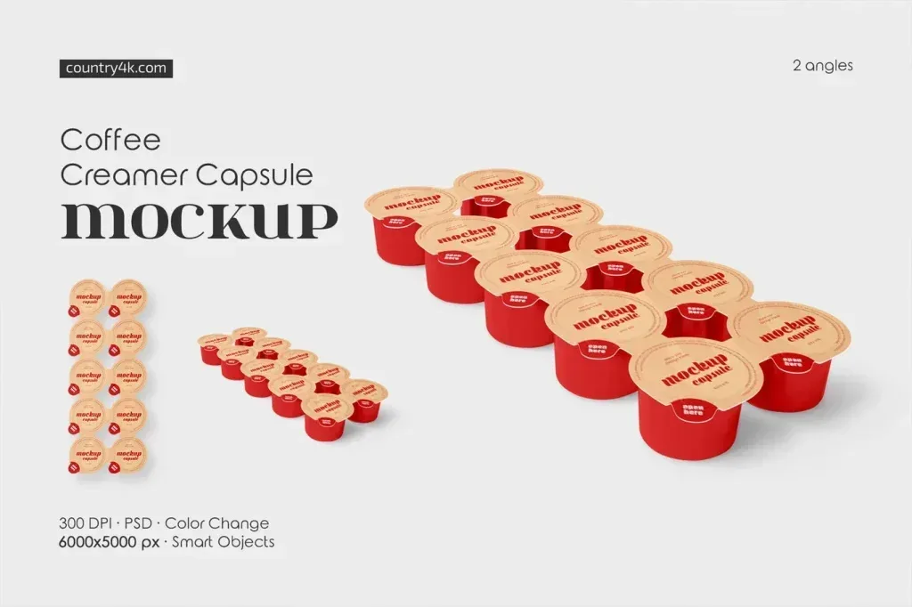 PSD Mockup Coffee Creamer Capsule Set