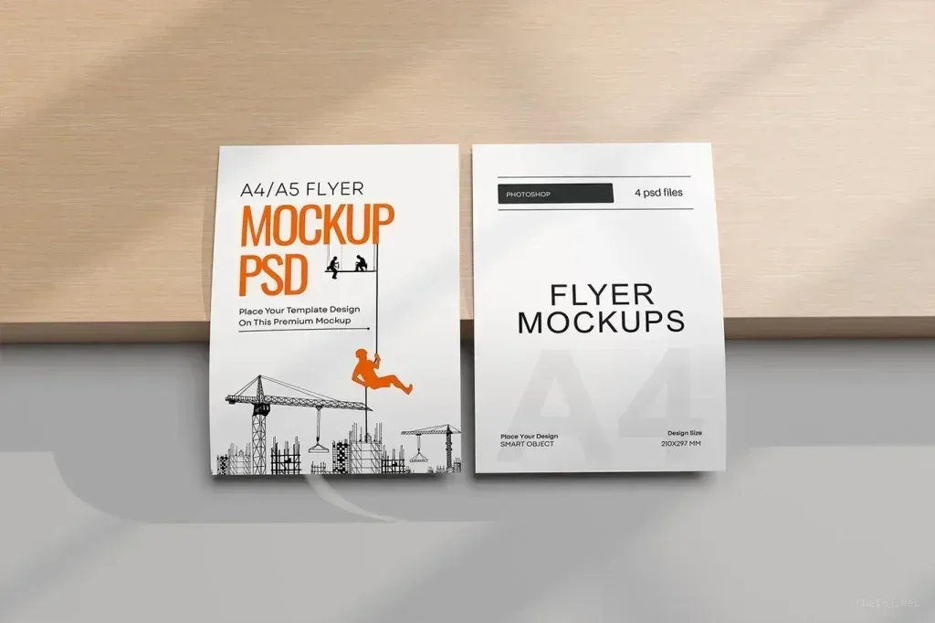 موکاپ PSD فلایر نمایش واقع‌گرایانه
